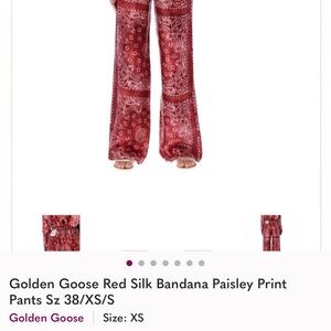 Golden Goose Red Bandana Paisley Silk Trousers